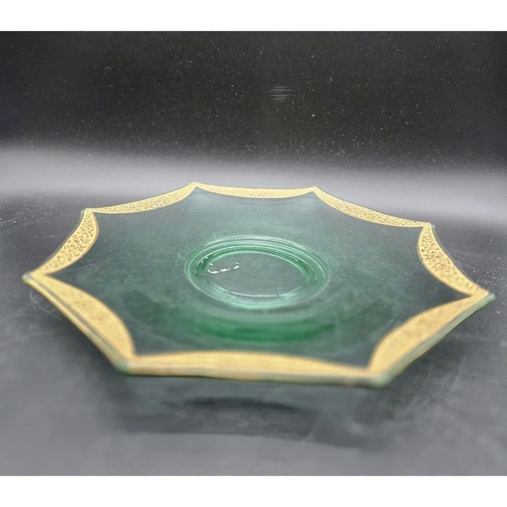 Vintage Art Deco Octagon Plate Tiffin Franciscan Green Depression Glass